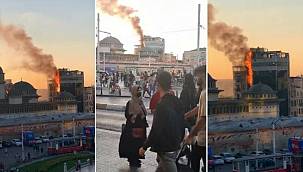 Taksim'deki 13 katlı otelde patlama sonrası yangın!