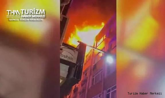 7 katlı otelin çatısında korkutan yangın!