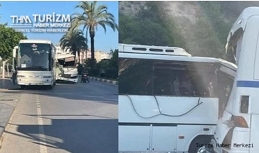 Otel personelini taşıyan 2 servis çarpıştı!