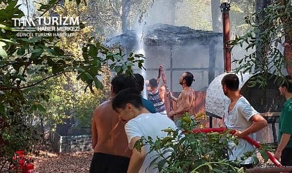 Ağaçlık alandaki otelde yangın!