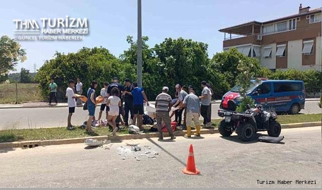 Turistleri taşıyan ATV direğe çarptı!
