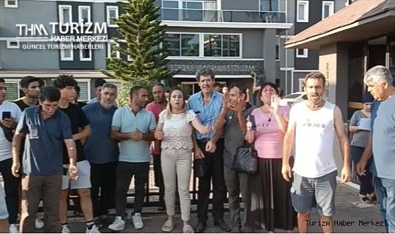 Maaşları ödenmeyen Alanya'daki otelin personeli oturma eylemi başlattı!