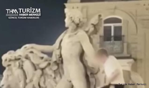 Alkollü turist 150 milyon dolara restore edilen heykelin kolunu kırdı!