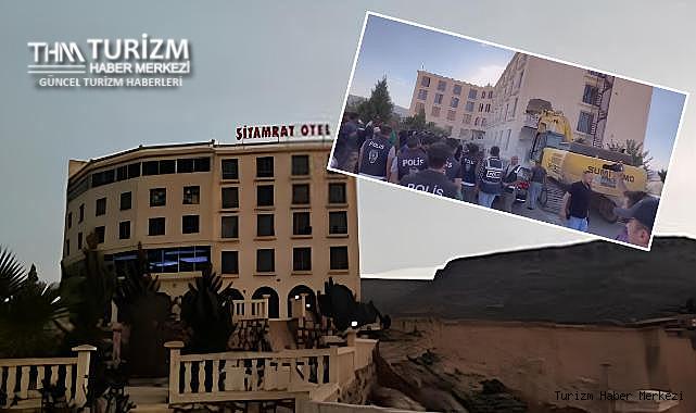 Ruhsatsız çalışan otelde yıkım gerginliği! Çalışanlar kendilerini odalara kilitledi