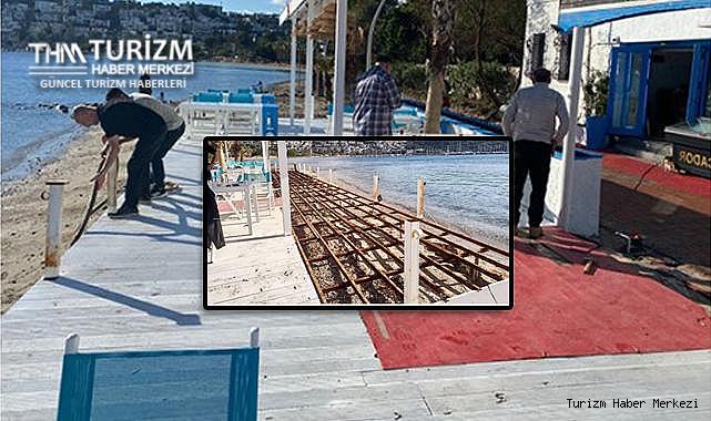 Bodrum'daki işletme kıyı işgaline level atlattı! Sahile platform kurup üzerine masa sandalye attı