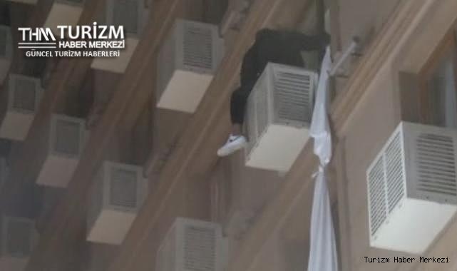 İstanbul'daki 8 katlı otelde yangın! Çarşafları bağlayıp kurtulmaya çalıştılar