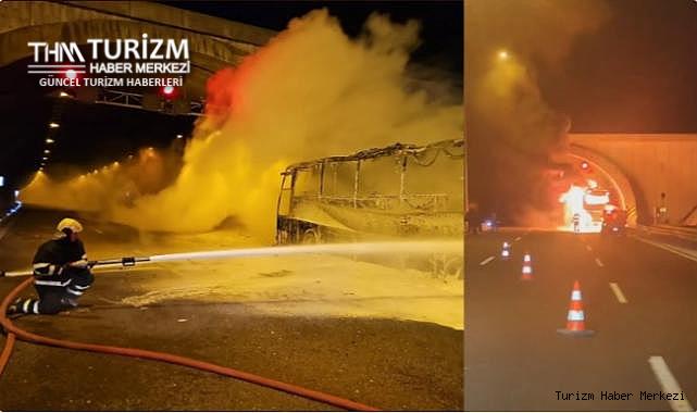 İşçileri taşıyan otobüs alev topuna döndü! Çok sayıda yaralı var