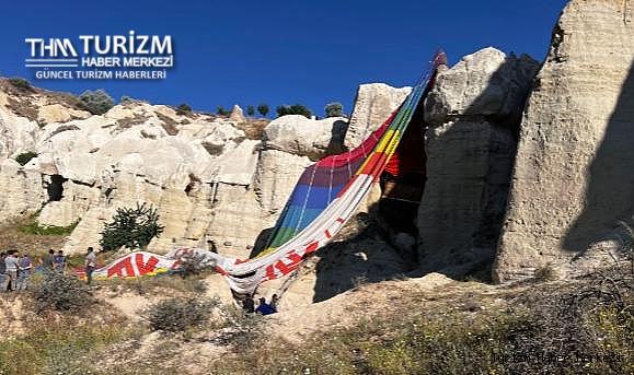 Kapadokya'da sıcak hava balonu kazası! Kayalıklara düştü
