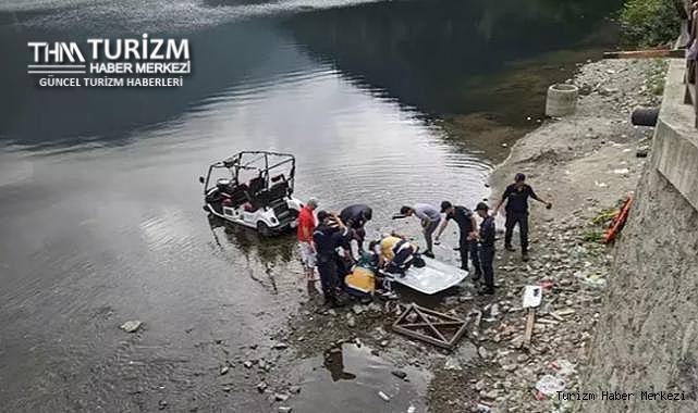 Uzungöl'de facia! Arap turistler elektrikli golf arabası ile göle uçtu