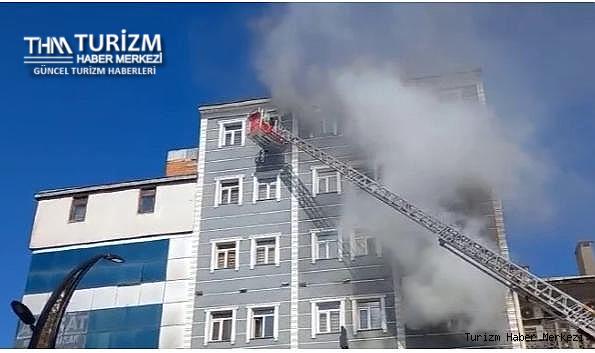 Kars Konak Otel'de büyük yangın! Mahsur kalanlar var