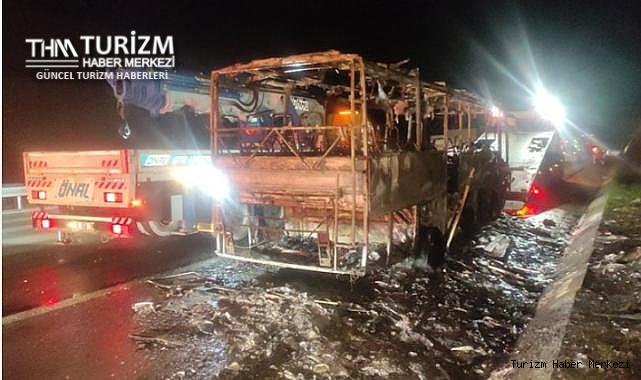 Bursa'da Arap turistleri taşıyan tur otobüsü alev alev yandı!